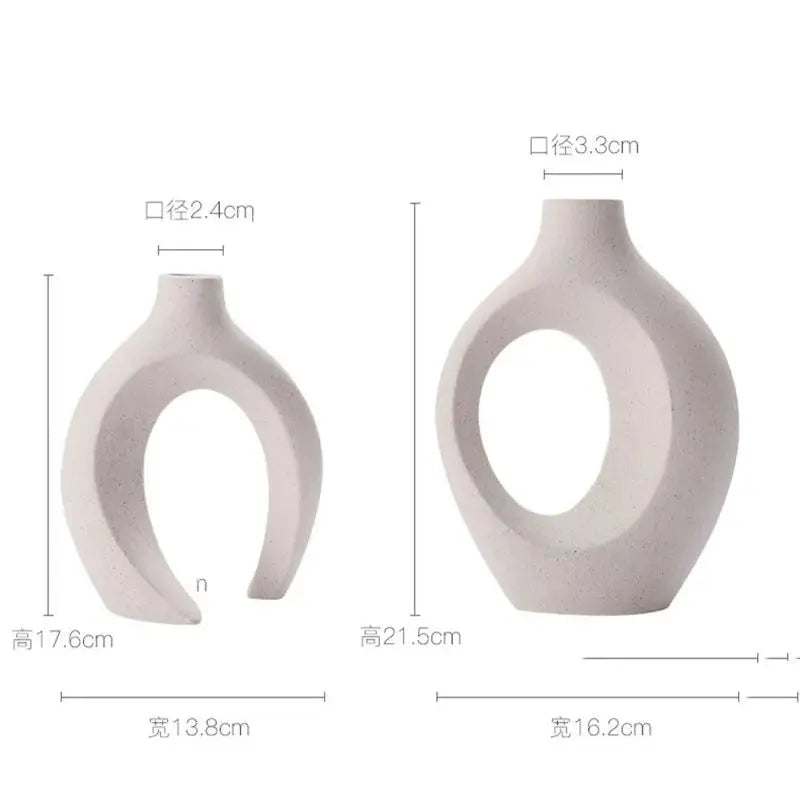 Hollow Nordic Modern Ceramic Vase Set of 2 for Modern Home Decor