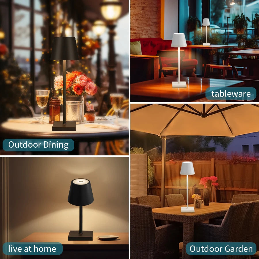 Rechargeable LED Table Lamp Touch Switch 3 Levels Dimmable Desk Lights Bar Club
