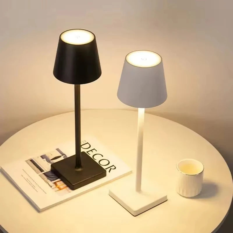 Rechargeable LED Table Lamp Touch Switch 3 Levels Dimmable Desk Lights Bar Club