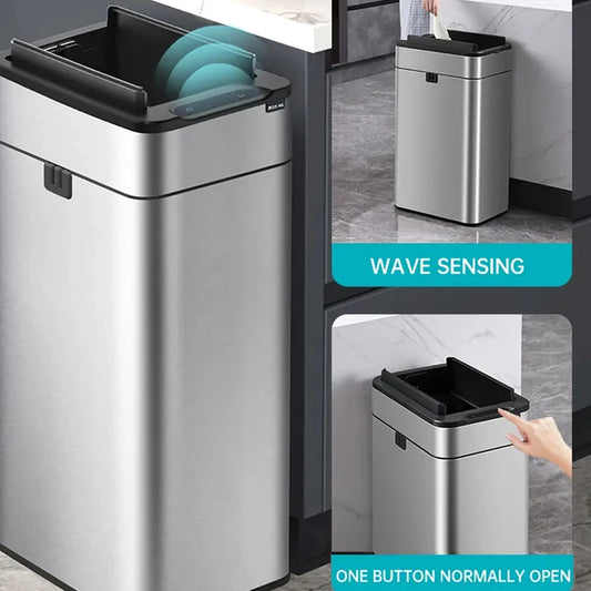 Smart Trash Can 20 Liters 15L Wastebasket Stainless Steel Automatic Sensor Trash Can